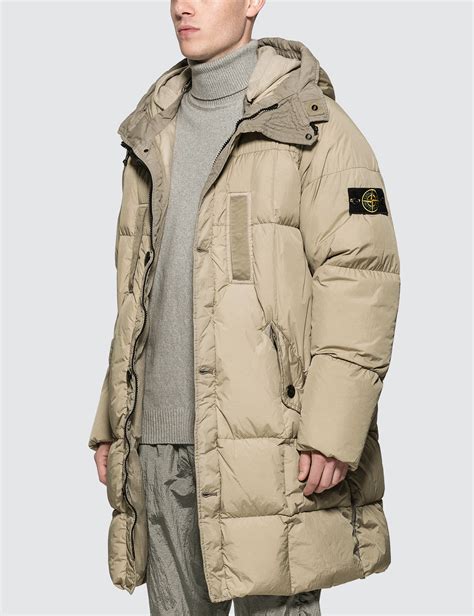 stone island garment dyed crinkle reps ny down long coat